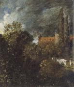 John Constable View in  Garden at Hampstead,with a Red House beyond oil painting